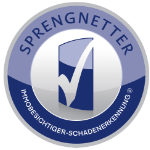 Zertifikat und Qualitätslogo Schadenbesichtiger der Sprengnetter Akademie Zertifizierter Schadenbesichtiger Dennis Gaspar